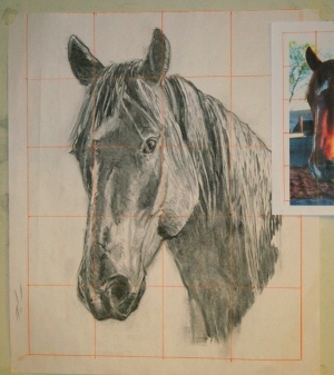 A completed charcoal pattern